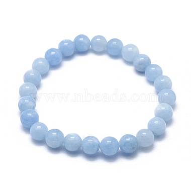 Natural & Dyed White Jade Bead Stretch Bracelets(BJEW-K212-C-018)-2