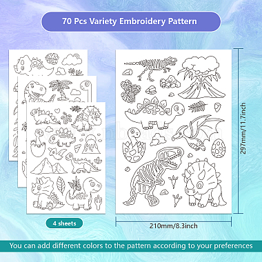 4 Sheets 11.6x8.2 Inch Stick and Stitch Embroidery Patterns(DIY-WH0455-026)-2