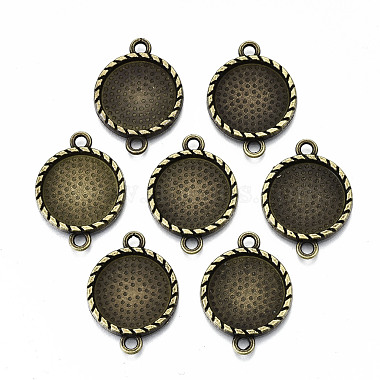 Tibetan Style Alloy Flat Round Cabochon Connector Settings(TIBE-Q038-017A-AB-NR)-2