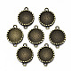 Tibetan Style Alloy Flat Round Cabochon Connector Settings(TIBE-Q038-017A-AB-NR)-2