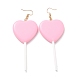 Boucles d'oreilles pendantes sucette en forme de coeur pour femme(EJEW-Z015-04B)-1