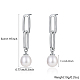 Anti-Tarnish Rhodium Plated 925 Sterling Silver Oval Dangle Stud Earrings(KR9373-2)-3