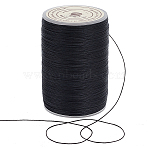 Round Waxed Polyester Thread String, Micro Macrame Cord, Twisted Cord, for Leather Sewing Stitching, Black, 0.3~0.4mm, about 174.97 yards(160m)/roll, 1 roll(YC-OC0001-07A-01)
