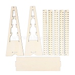 Wooden Layered Earring Organizer Display Stands, Triangle, Blanched Almond, 26.5x10.5x29.3cm(EDIS-XCP0001-09)