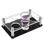 6 Hole Acrylic Shot Glasses Holders, Round Beer Wine Glasses Organizer Rack for Family Party Bar Pub, Black, Finished Product: 165x100x52mm(AJEW-WH20096-36A)
