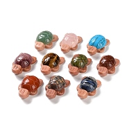 Mixed Gemstone & Natural Rhodonite Tortoise Beads, Top Drilled, 36x21x12mm, Hole: 2mm(G-G104-03)