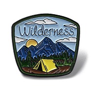 Outdoor Camping Theme Mountain Pattern Enamel Pin, Black Zinc Alloy Brooches for Backpack Clothes, Colorful, 24x26x1mm(JEWB-H015-01EB-04)