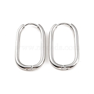 304 Stainless Steel Oval Hoop Earrings, Stainless Steel Color, 26.5x16x2.5mm, Pin: 1mm(X-EJEW-M218-02B-P)