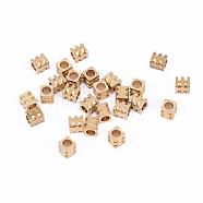 Brass Spacer Beads, Nickel Free, Cube, Raw(Unplated), 3.5x3mm, Hole: 2mm(KK-F713-23C-3x3mm)