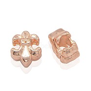Nickel Free & Lead Free Rose Gold Plated Alloy European Beads, Long-Lasting Plated, Fleur De Lis, Large Hole Beads, 13x11.5x8mm, Hole: 4.5mm(PALLOY-J169-72RG-NR)