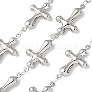 304 Stainless Steel Cross Link Chains, Soldered, with Spool, Stainless Steel Color, 25x14.5x4mm, about 5m/roll(CHS-Z004-23P)