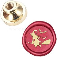 DIY Scrapbook, Brass Wax Seal Stamp Head, Witch, for Halloween, Golden, 25x14mm(AJEW-WH0099-473)