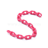 Handmade Opaque Acrylic Cable Chains, Deep Pink, 15x9x3mm, 39.37 inch(1m)/strand(AJEW-JB00664-05)