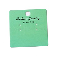 Paper Jewelry Earring Display Cards, Square with Word Fashion Jewelry, Medium Spring Green, 6.5x6.5x0.04cm, Hole: 1.5~8mm(CDIS-F005-07)