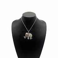 Fashionable Alloy Rhinestone Elephant Pendant Necklaces, Platinum, Colorful(YA1803-2)