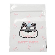 Rectangle Plastic Zip Lock Gift Bags, Resealable Bags with Cute Puppy Pattern, Gray, 10.9x7.9x0.02cm, Unilateral Thickness: 2.5 Mil(0.065mm)(OPP-Q008-01A-01)