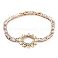 Sun Shape Brass Micro Pave Cubic Zirconia Link Bracelets, Long-Lasting Plated, Golden, 7-5/8 inch(19.4cm)(BJEW-C055-02G)