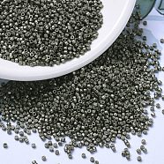 MIYUKI Delica Beads, Cylinder, Japanese Seed Beads, 11/0, (DB1186) Galvanized Semi-Frosted Graphite, 1.3x1.6mm, Hole: 0.8mm, about 2000pcs/bottle, 10g/bottle(SEED-JP0008-DB1186)