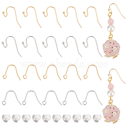 160Pcs 4 Style Brass Earring Hooks, Shepherd's Hook Ear Wire, with 160Pcs Plastic Ear Nuts, Real Gold Plated & Real Platinum Plated, 12~15x17~21x0.6~1.5mm, Pin: 0.6mm, 40Pcs/style(KK-BC0012-04)