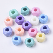 Opaque Acrylic European Beads, Large Hole Beads, Mixed Color, 11x11x7mm, Hole: 5mm(X-SACR-N009-14)