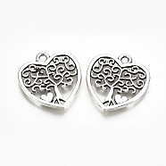 Tibetan Style Alloy Pendants, Heart, Cadmium Free & Lead Free,, Antique Silver, 18x17x1mm, Hole: 1mm, about 915pcs/1000g(TIBE-T007-41AS-LF)