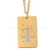 Golden 202 Stainless Steel Constellation Pendants Necklaces, Rectangle, Libra, 15.94 inch(40.5cm)(NJEW-K380-02G-02)