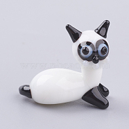 Home Decorations, Handmade Lampwork Display Decorations, Palm Civet, White, 23~30x11~13x17~22mm(LAMP-J084-18)