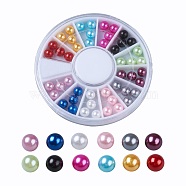 Imitation Pearl Acrylic Beads, No Hole, Round, For Nail Art Decoration, Mixed Color, 4.8~5mm, 48pcs/box(OACR-X0006-12)