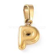 316L Surgical Stainless Steel Charms, Letter Charm, Golden, Letter P, 10x6x2.5mm, Hole: 2.5x4.5mm(STAS-G315-01G-P)