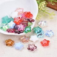 Electroplate Czech Glass Beads, AB Color Plated, Star, Mixed Color, 12x12x4.5mm, Hole: 0.9mm, about 117pcs~123pcs/bag(LAMP-D180-19)