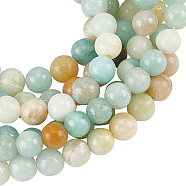 3 Strands Natural Flower Amazonite Beads Strands, Round, 6mm, Hole: 1.5mm, about 63pcs/strand, 15.5 inch(39.37cm)(G-GO0001-13)