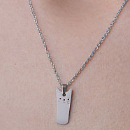201 Stainless Steel Cat Shape Pendant Necklace, Stainless Steel Color, 17.72 inch(45cm)(NJEW-OY001-21)