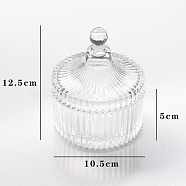 Crystal Glass Storage Jar, Glass Candle Cup, with Lid, Candy Food Storage Container Supplies, Clear, 10.5x12.5cm(CAND-PW0001-132C)