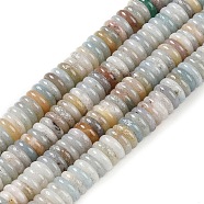 Natural Flower Amazonite Beads Strands, Rondelle, 6~6.5x2~2.5mm, Hole: 1mm, about 181~191pcs/strand, 15.16~15.35''(38.5~39.1cm)(G-Q159-B13-01)