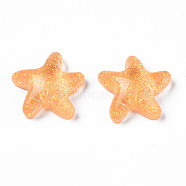 Translucent Acrylic Cabochons, with Glitter Powder, Starfish, Saddle Brown, 20.5x21x7.5mm(TACR-N006-06G)