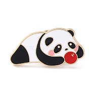 Cartoon Panda Enamel Pins, Light Gold Tone Alloy Badge for Backpack Clothes, Apple, 15x30mm(JEWB-G033-01D)