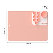Silicone Watercolor Oil Paint Palette Mat, Washable Drawing Pad with Water Cup, Nonslip Craft Mat, Rectangle, Salmon, 40x30cm(DRAW-PW0005-06A-01)