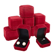 Square Velvet Ring Boxes, Dark Red, 49.5x54.5x41.5mm(VBOX-WH0002-01B)
