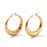 304 Stainless Steel Hoop Earrings, Hypoallergenic Earrings, Textured Ring, Real 24K Gold Plated, 40x38.5x3~6mm, Pin: 0.8mm(EJEW-O096-46G)