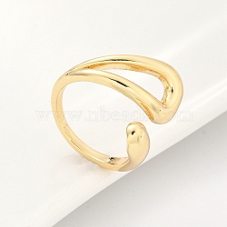 Rack Plating Brass Hollow Teardrop Open Cuff Rings, Long-Lasting Plated, Lead Free & Cadmium Free, Real 18K Gold Plated, Inner Diameter: 17mm(X-RJEW-D009-01G)