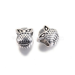 Tibetan Style Alloy European Beads, Large Hole Beads, Cadmium Free & Lead Free, Owl Shape, Antique Silver, 10x8x8mm, Hole: 4.5mm, about 640pcs/1000g(TIBE-S314-84AS-RS)