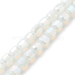 Imitation Jade Glass Beads Strands, Faceted, Barrel, Snow, 9x8mm, Hole: 1.2mm, about 80pcs/strand, 27.64''(70.2cm)(EGLA-K015-04E)