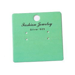 Paper Jewelry Earring Display Cards, Square with Word Fashion Jewelry, Medium Spring Green, 6.5x6.5x0.04cm, Hole: 1.5~8mm(CDIS-F005-07)