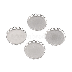 316 Surgical Stainless Steel Cabochon Tray Settings, Lace Edge Bezel Cups, Flat Round, Stainless Steel Color, 21x3mm, Inner Diameter: 20.5mm(STAS-I187-01G-P)