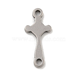 201 Stainless Steel Connector Charms, Religion Cross Links, Stainless Steel Color, 17.5x7.5x1mm, Hole: 1.4mm(STAS-S146-07P)