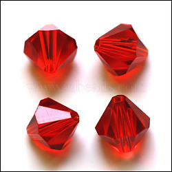 Imitation Austrian Crystal Beads, Grade AAA, Faceted, Bicone, Red, 4x4mm, Hole: 0.7~0.9mm(SWAR-F022-4x4mm-227)