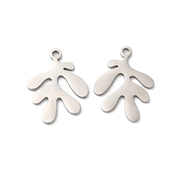 201 Stainless Steel Pendants, Laser Cut, Hollow, Leafy Branch Charms, Stainless Steel Color, 18x9x1mm, Hole: 1.5mm(STAS-I199-A03-P)