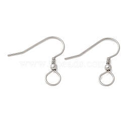 201 Stainless Steel Ear Hooks, with 304 Stainless Steel Pin, Stainless Steel Color, 23x23x3mm, Hole: 5mm, Pin: 0.7mm(STAS-C117-03A-P)