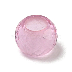 Glass European Beads, Large Hole Beads, Rondelle, Faceted, Pearl Pink, 11x8mm, Hole: 5.5mm(GLAA-XCP0001-42B)