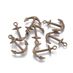 Alloy Pendants, Anchor, Cadmium Free & Nickel Free & Lead Free, Antique Bronze, 32x24.5x2mm, Hole: 3mm(TIBEP-I001-AB-NF)